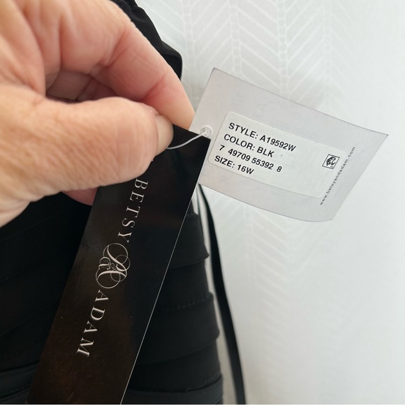 Betsy Adam black maxi mermaid dress cap sleeves - Picture 8 of 10